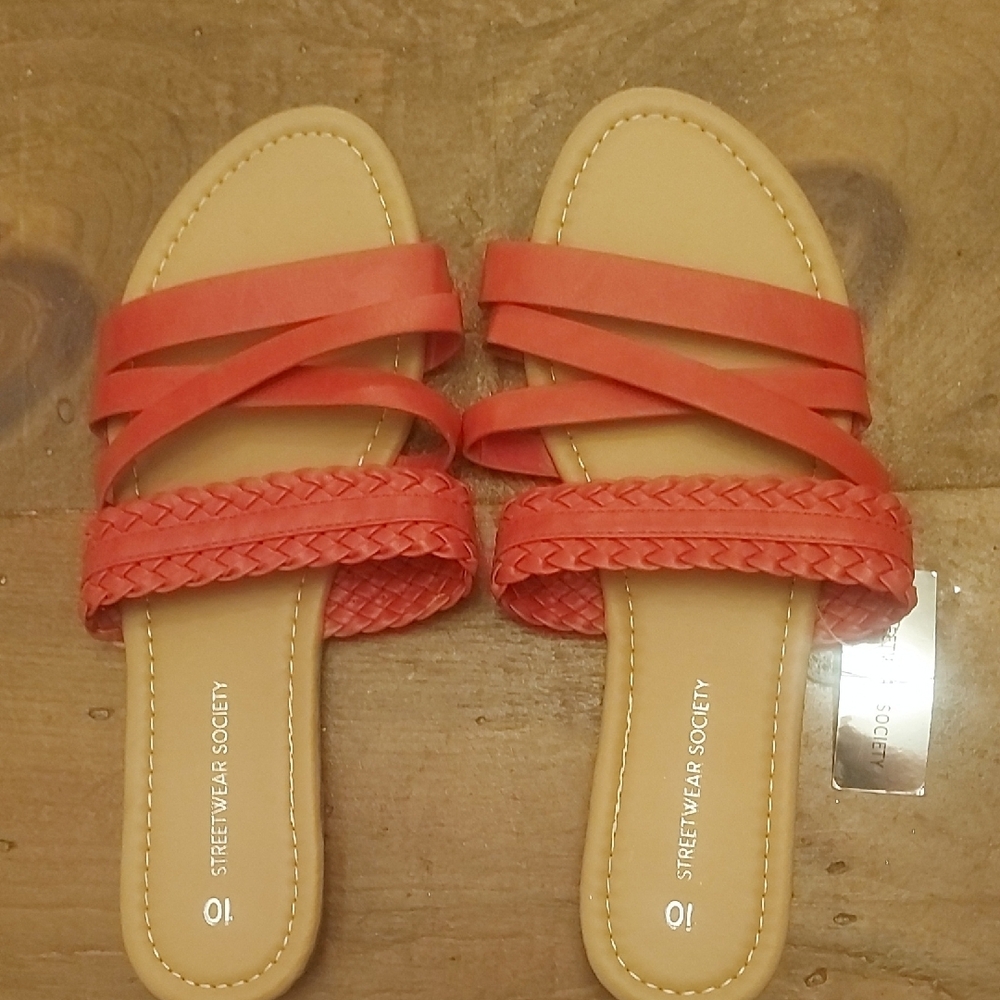 SOLD Streetwear Society Red and Tan Sandals